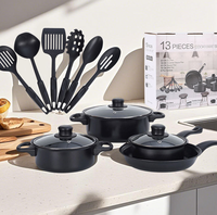 Ensemble de casseroles et poêles de cuisine modernes en fer antiadhésif, 13 pièces, pour la maison