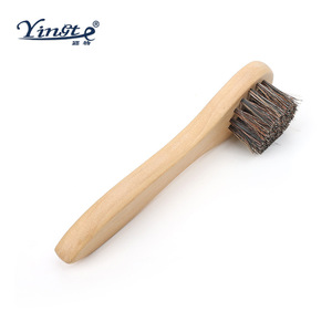 Brosse à chaussures en crin de cheval Yinste, manche en bois massif, poils doux pour le polissage et le nettoyage - Product Image 1