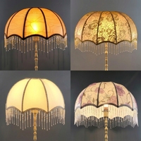 Meilleure vente 2026 – Abat-jour en tissu rétro en forme de parapluie blanc/doré 20-30 cm E27 – Accessoire pour lampe de table/sol