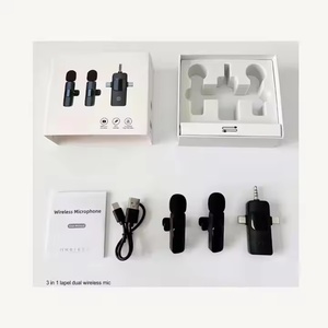 Fábrica 3 en 1 Micrófono dual Lavalier Micrófono inalámbrico Micrófono portátil con clip iPhone Laptop Cámara Escritorio de mano - Product Image 2