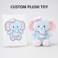 Peluche personnalisée Éléphant Chef, éléphant assis bleu clair avec chapeau de chef et tablier, fabriqué à partir de photo