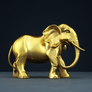 Copper World Brass <b>Elephant</b> Pair Ornaments For Home Office Table Decor Opening Ceremony <b>Gift</b> Animal Shape Copperware - Product Image 2