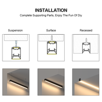 Lampe de bureau LED en aluminium à montage suspendu personnalisée Lampe linéaire suspendue réglable en aluminium