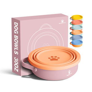 Mangkuk anjing stainless steel 32oz dengan tutup silikon dan mangkuk dapat dilepas membawa dengan tas anjing wadah makanan luar kotak sampel - Product Image 1