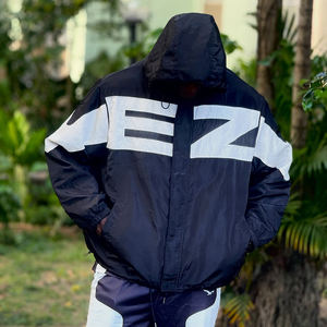 Spray Men's Autumn Print Long Sleeve Drawstring Hooded Trench Coat Colorblock Zipper Hooded Windbreaker Jackets for Men - Product Image 4