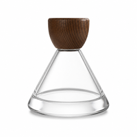 Flacon de parfum en verre transparent personnalisé à base épaisse, entonnoir semi-circulaire, bouchon en bois, compte-gouttes plat, estampage à chaud, design créatif