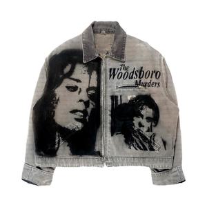 Chaquetas Vaqueras Personalizadas, Abrigos con Estampado, Cuello de Pana, Lavado Ácido, Estampado de Calavera, Cierre de Cremallera, Estilo Urbano, Retro, Vintage, Chaquetas Vaqueras Cortas para Hombre - Product Image 1