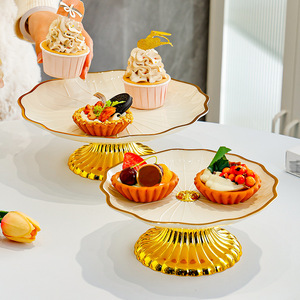 Plateau à fruits de style minimaliste avec incrustations dorées, plateau de présentation haut de gamme pour la maison, le salon, la table basse, plateau à collations - Product Image 3