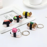 Lot de 5 porte-clés figurines PVC chat sushi de 5 cm – Adorables figurines animales Nekozushi – Ensemble de pendentifs porte-clés chat sushi
