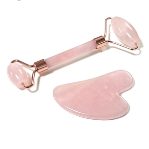 jade roller and guasha <b>set</b> rose quartz massage beauty <b>tools</b> for face care - Product Image 3