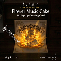 Carte de vœux 3D pop-up en forme de gâteau d'anniversaire avec lumière LED et musique, carte pop-up d'anniversaire de luxe découpée au laser, faite à la main, cadeau