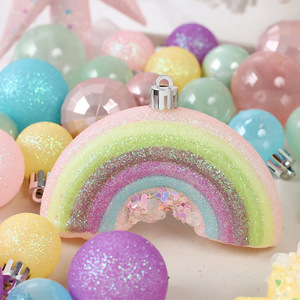 Juego de 40 Adornos Navideños Pastel con Estrella para la Punta del Árbol, Bolas Brillantes y Dulces Arcoíris para Decoración Navideña - Product Image 4