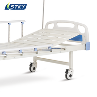 Lit d'hôpital manuel 1 manivelle, acier 1,0 mm, lit de soins réglable à une fonction avec matelas, table d'opération, support de perfusion, CE