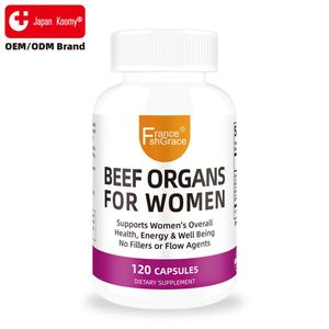 Capsules personnalisées d'organes de bœuf pour soutenir l'énergie et la vitalité générale des femmes, 120 capsules, complément alimentaire à base d'organes de bœuf - Product Image 1