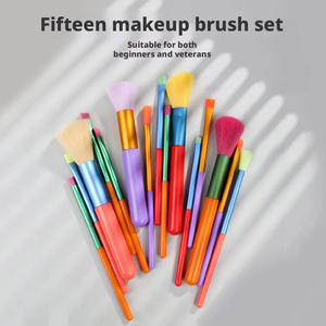 ชุดแปรงแต่งหน้าสีน้ำแบบใหม่ 15 ชิ้น สำหรับมือใหม่ แปรงทาอายแชโดว์ แปรงปัดแป้งฝุ่นเนื้อละเอียดสีสันสดใส - Product Image 4