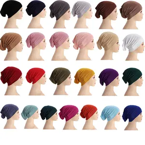 促销定制商标更廉价纯色棉质穆斯林马来西亚女士头巾帽子内头巾球衣