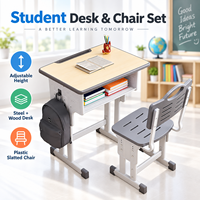 Ensemble de chaise et table d'étude réglables OEM pour étudiants, en acier et bois, avec chaise à lattes en plastique, pour les centres de formation scolaire