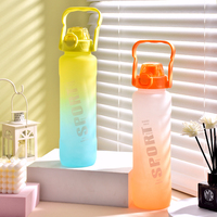 Bouteille d'eau en plastique 1L grande capacité avec poignée, écologique, avec paille, idéale pour l'eau bouillante, adaptée aux enfants