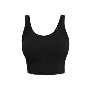 Débardeur d'été sans manches Bodycon Débardeur à bretelles spaghetti Casual Slim Fit Short Length Front Logo Knitted Built-In Cup Halter Neck - Product Image 1