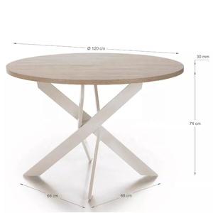 <span class=keywords><strong>Mesa</strong></span> redonda de color natural de <span class=keywords><strong>alta</strong></span> calidad con patas de metal blanco estable, perfecta para espacios de comedor de <span class=keywords><strong>cocina</strong></span>, <span class=keywords><strong>mesa</strong></span> de comedor - Product Image 5