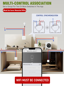 CNSKOU <span class=keywords><strong>Interruptores</strong></span> de Pared Eléctricos Inteligentes para Hogar Estándar EE. UU. con Control Remoto por App, Conectividad de 1, 2, 3 y <span class=keywords><strong>4</strong></span> Vías, PC Templado Impermeable - Product Image 6