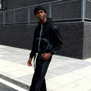 Tuta Sportiva Effetto Stone Wash, Produttore di Tute Personalizzate, Abbigliamento Streetwear da Uomo, Set di 2 Pezzi W130 - Product Image 2