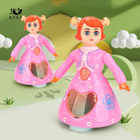 Poupée électrique Longxi pour filles, poupée rose de dessin animé, jouets lumineux, jouet éducatif, marionnette musicale, robot pour enfants