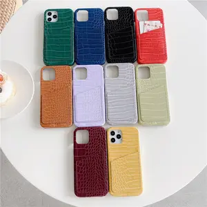 Casing Ponsel Kulit PU Tekstur Kulit Buaya 3D Mewah untuk iPhone 14 13 12 11 Pro XS MAX XR Penutup Paket Kartu Keren