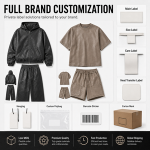 <span class=keywords><strong>Pantaloncini</strong></span> Corti da Uomo in Vera Pelle PU Goffrata, Stile Baggy, con Doppia Ginocchiera, Personalizzabili OEM - Product Image 6