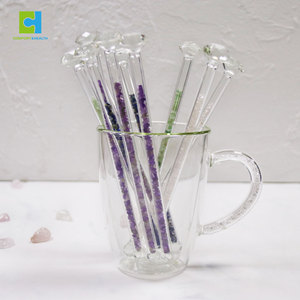 C & H Vente en gros Agitateur à <span class=keywords><strong>café</strong></span> en verre <span class=keywords><strong>réutilisable</strong></span> personnalisé Agitateur à <span class=keywords><strong>café</strong></span> avec cristal naturel infusé - Product Image 5
