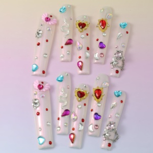 Uñas postizas acrílicas 3D de alta calidad, estilo ataúd/cuadradas, de cobertura completa, presionables, precio de fábrica al por mayor - Product Image 2