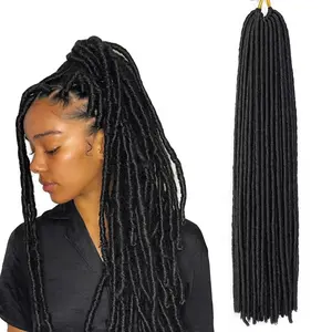 Phong Cách Mới Crochet Bím Tóc Tổng Hợp Tóc Trực Tiếp Giá Rẻ Tổng Hợp Bện Tóc Crochet Dreadlocks Đen Faux Locs Tóc