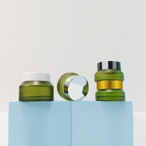 Wholesale Round Tower Shoulder Frosted <b>Empty</b> Pink Amber Face Cream <b>Jar</b> 30g 50g Slanted Shoulder Glass Cosmetic <b>Jar</b> for Skincare - Product Image 2