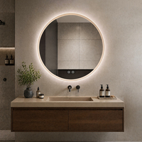 Espejo de Baño Inteligente LED Retroiluminado, Táctil, Antivaho, Marco Negro, Clasificación IP65, Garantía de 3 Años, para Villas, Gimnasios y Apartamentos