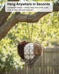 Decoraciones de Jardín, Nido de Pájaros Hecho a Mano con Fibra de Alpaca, Material para Nidos de Pájaros, Refugio de Invierno para Pájaros Silvestres - Product Image 3