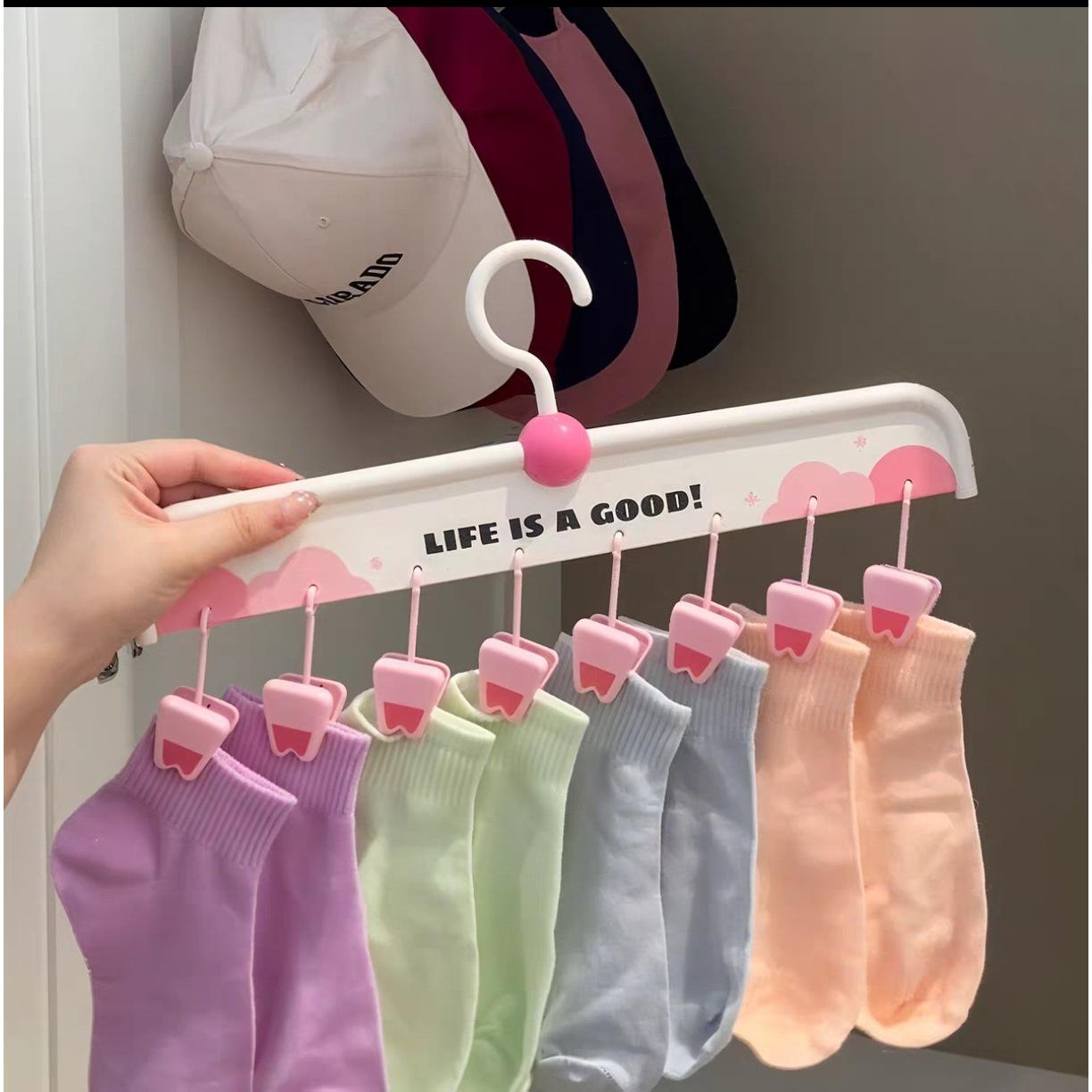 คลิปหนีบถุงเท้าลายอุ้งเท้าแมว [สีขาว/ชมพู 8 คลิป]