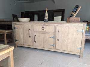 Modern Rustic Oak <b>Sideboard</b> with 2 Cabinet Doors and 3 Drawers Home Living Room & Kitchen <b>Storage</b> Dining Room Wood Stand - Product Image 3