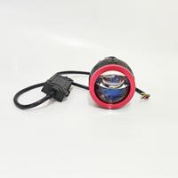 Feux de moto à LED yeux de démon rouge/bleu, mini phares antibrouillard pour moto, accessoires de moto, faisceau haut/bas, lampe auxiliaire