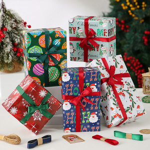 <span class=keywords><strong>Papier</strong></span> d'emballage de Noël 8 feuilles de <span class=keywords><strong>papier</strong></span> d'emballage cadeau recyclé 70x50cm feuilles de <span class=keywords><strong>papier</strong></span> d'emballage kraft - Product Image 1