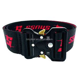 Cinturón de tela de lona de nailon ajustable con logotipo tejido personalizado de 3,8 CM al por mayor, cinturón de capeesh para patines de esquí Jacquard, cinturón con hebilla magnética para hombres - Product Image 4