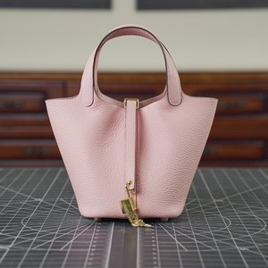 Sac seau en cuir véritable pour femme, en cuir de vachette pleine fleur, style panier, polyvalent - Product Image 3