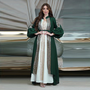 Vente en gros de luxe <span class=keywords><strong>Djellaba</strong></span> ensemble deux pièces pour femmes Marocaine Kaftan manches bouffantes Abaya Dubai 2025 pour fête de fille - Product Image 6