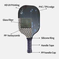 Raquette de pickleball en fibre de verre MST Manufacturer, expérience de jeu équilibrée, noyau en nid d'abeille PP, personnalisable OEM, raquette d'entraînement professionnelle
