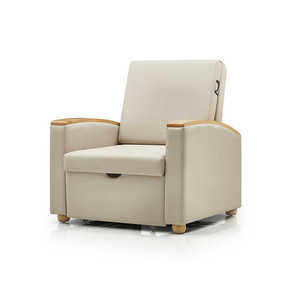 Sofá Cama para Habitación de Hospital Ke Ming, de Cuero, con Reposabrazos de Madera Maciza, Plegable, Multifuncional, para Adultos - Product Image 3