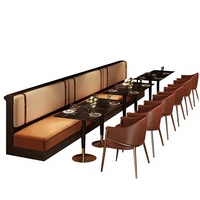 Ensemble de mobilier de restaurant commercial moderne en bois massif durable, avec banquette de bar occidentale, canapé, table de café, chaise et banquette murale