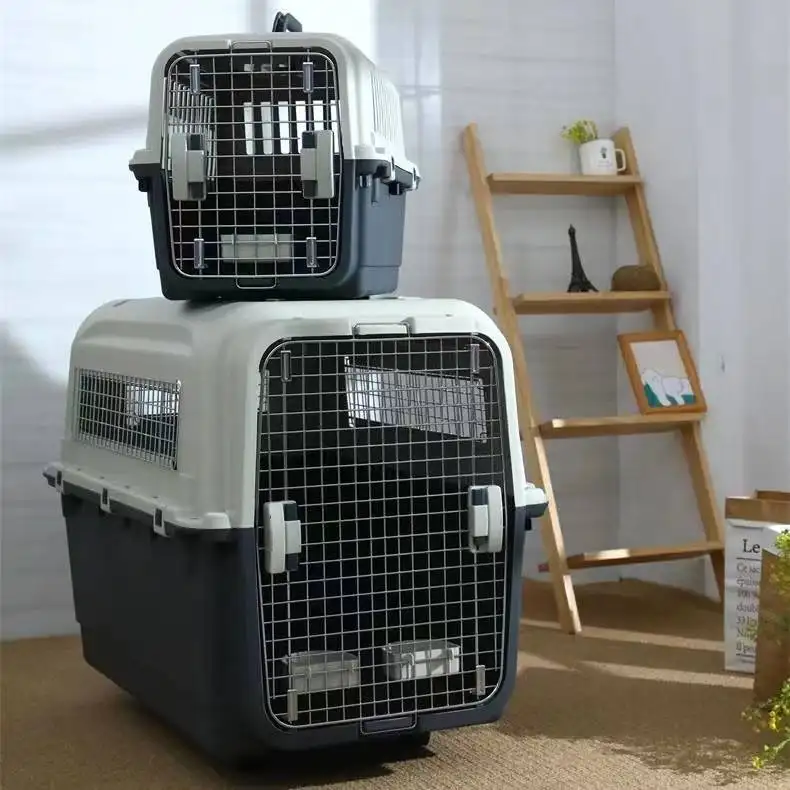 Chenils en plastique professionnels pour compagnies aériennes Grand chenil de luxe Roue Chien Chat Caisse Transporteur Pet Chenils de voyage pour chiens