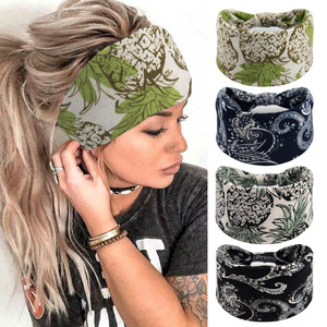 Accessoires de Cheveux Épais Boho Yoga Tissu Élastique Coton Turban Large Noeud Bandeaux pour Femmes Antidérapant Femmes Dry <span class=keywords><strong>Fit</strong></span> <span class=keywords><strong>Bandeau</strong></span> - Product Image 4