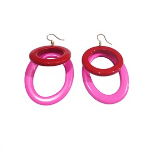 Pendientes Geométricos de Resina Acrílica de la Mejor Calidad, Joyería de Moda Unisex en Colores Rosa Menta, Morado, Azul y Rojo para Mujer - Product Image 5