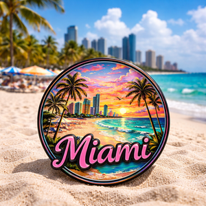 Nouveauté 2026 : Aimants de réfrigérateur en métal personnalisables, thème Miami USA, pour le tourisme, vente en gros, variété de styles - Product Image 1