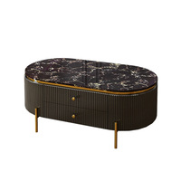 Table basse de style européen Puruo en MDF avec pieds dorés, meubles en bois antiques pour le salon, table basse pour la maison